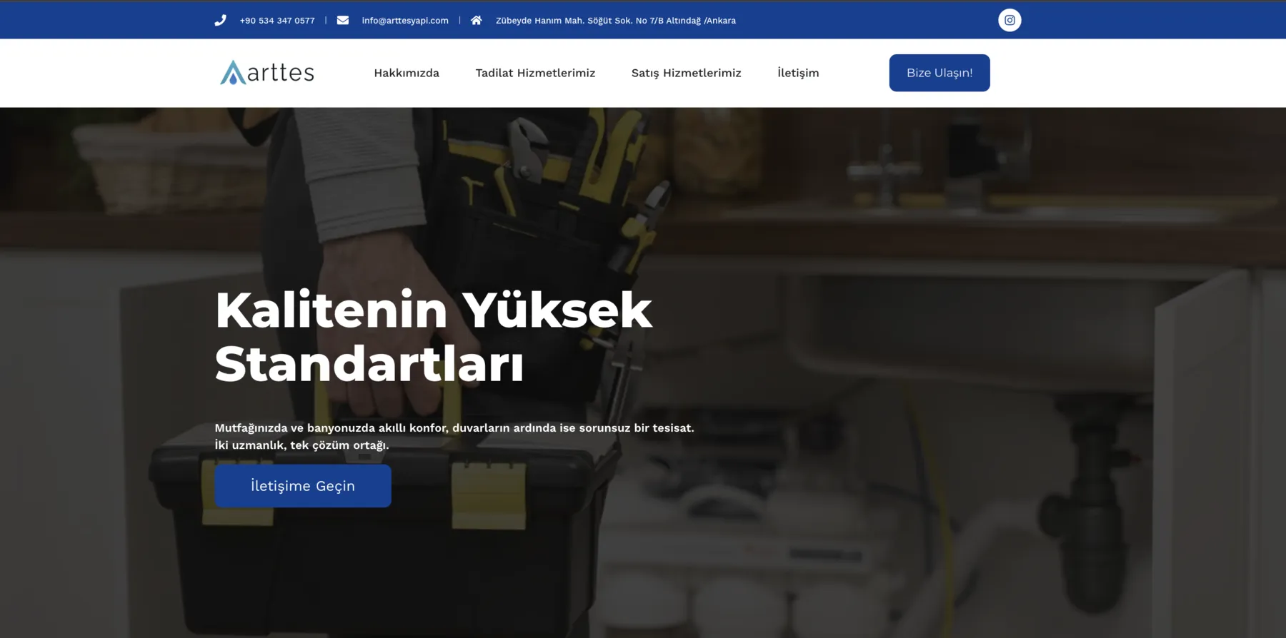 Arttes Yapı web sitesi ana sayfası