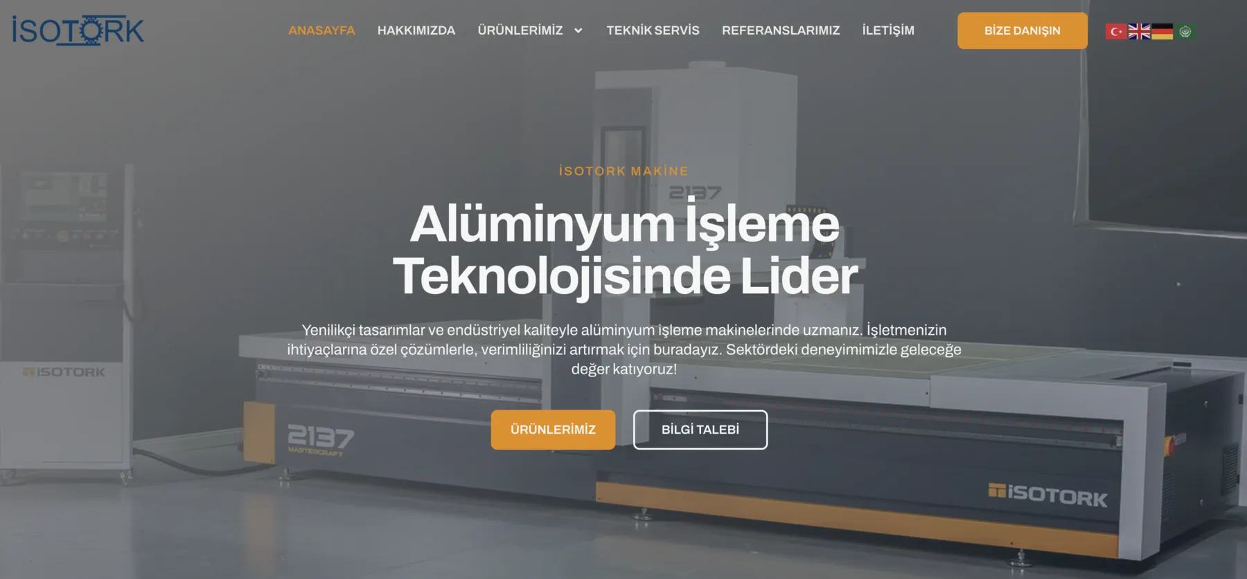 İsotork web sitesi ana sayfa görünümü